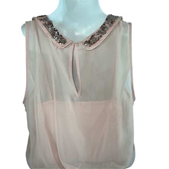 Candies Dress Chiffon Size Medium Peter Pan Collar Sleeveless One Piece Pencil - Picture 9 of 14